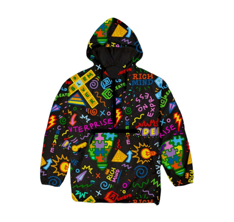 "Creative Minds" Windbreaker Jacket (Black w/ Color)